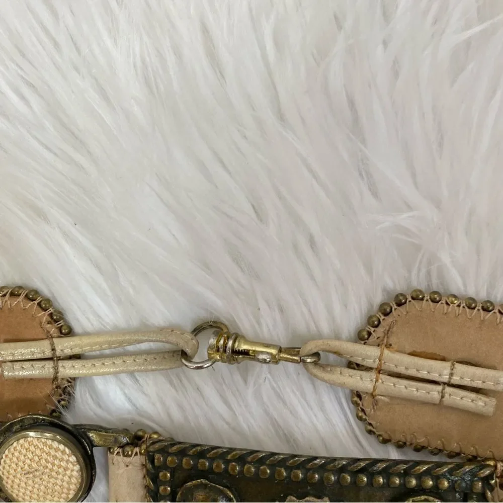 Streets Ahead Leather Rodeo Beige Beaded Concho Cowgirl Western Belt Women's M